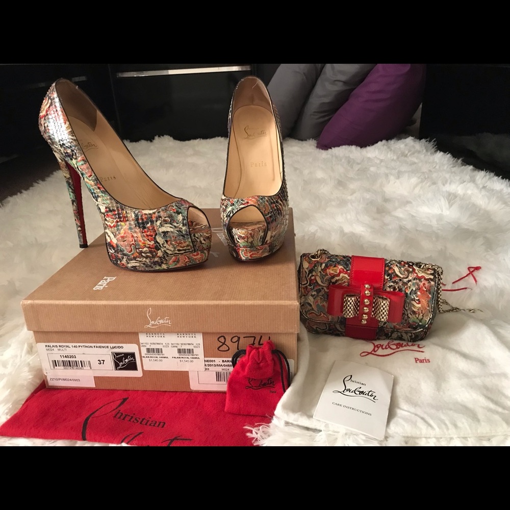 Python Faience Lucidio heel and matching bag
